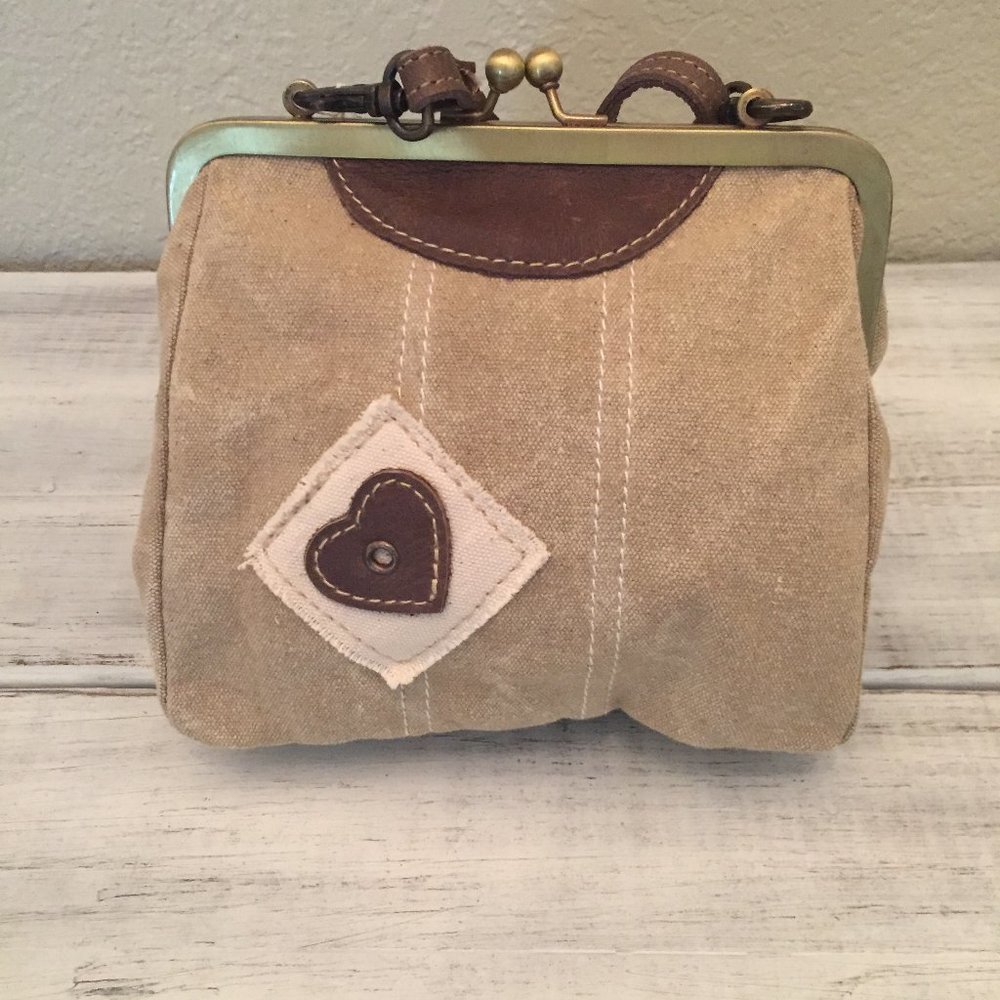 NWT Upcycled Canvas Heart Bag